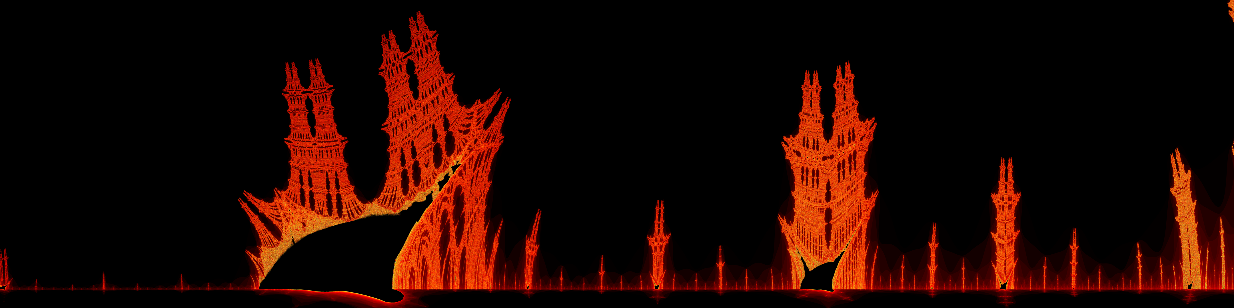 Burning Ship fractal panoramic banner with custom gradient coloring